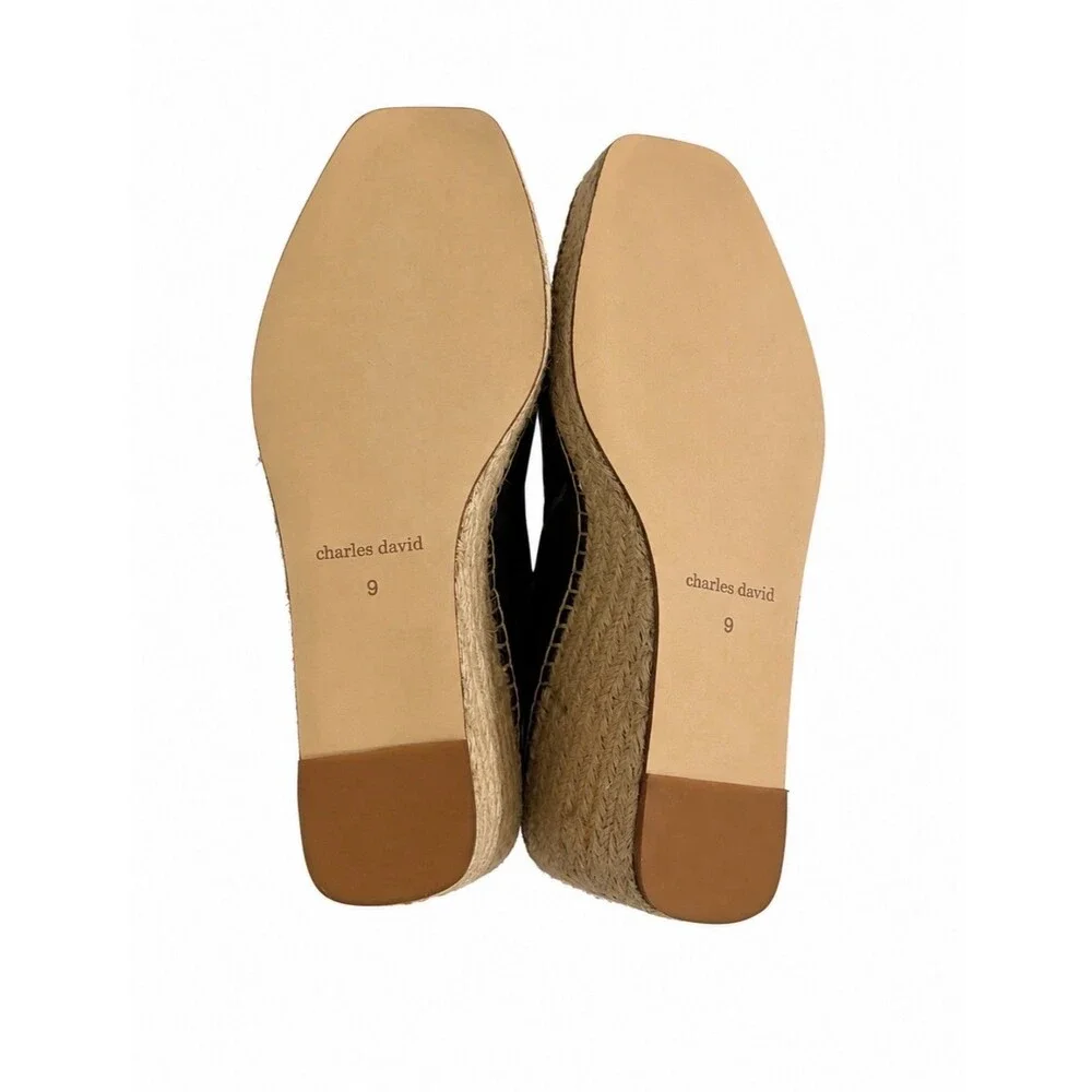 Charles David Glider Cap Toe Espadrille Leather Wedge Women’s Size 9M NIB